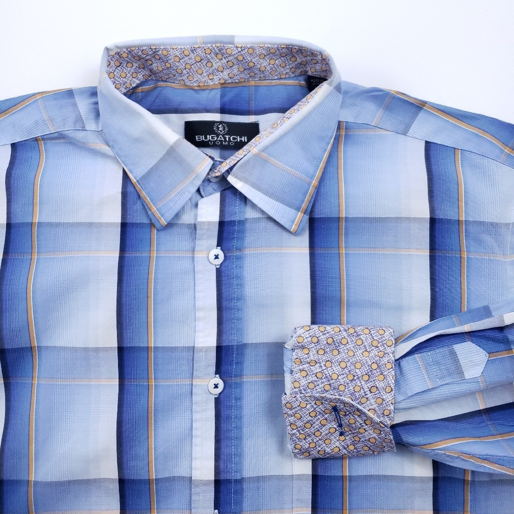 Bugatchi Uomo Blue Abstract Shirt Flip Cuff